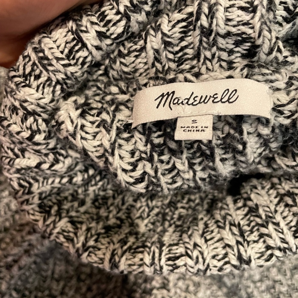Madewell wide rib turtleneck sweater woman’s S black and white - Picture 4 of 7